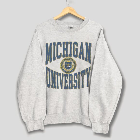 Michigan Wolverines Football Sweatshirt, University of Michigan Style Shirt Tee - Picture 1 of 2